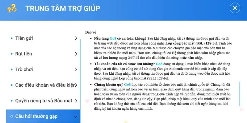 Go8 là một nền tảng an toàn với hệ thống bảo mật cao cấp